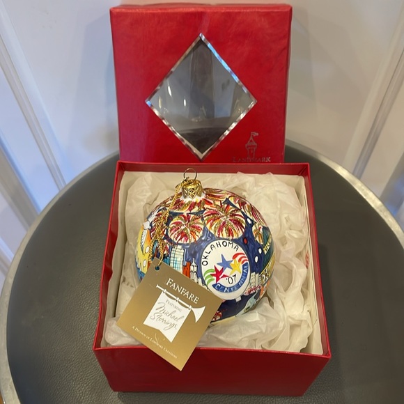 Landmark Creations Michael Storrings Oklahoma Centennial Painted Glass Ornament - Picture 8 of 8